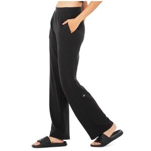Micro Waffle High Waist Pleasant Wide Leg Pant